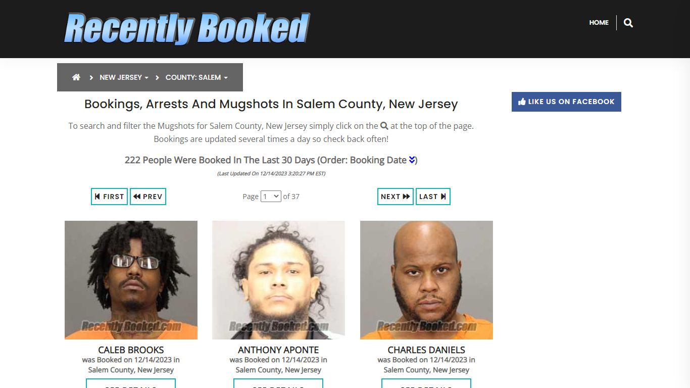 Bookings, Arrests and Mugshots in Salem County, New Jersey