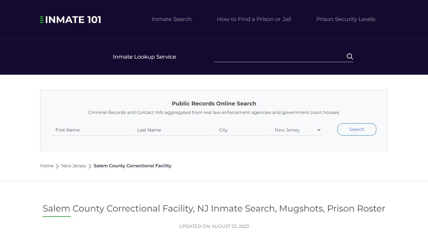Salem County Correctional Facility, NJ Inmate Search, Mugshots, Prison ...